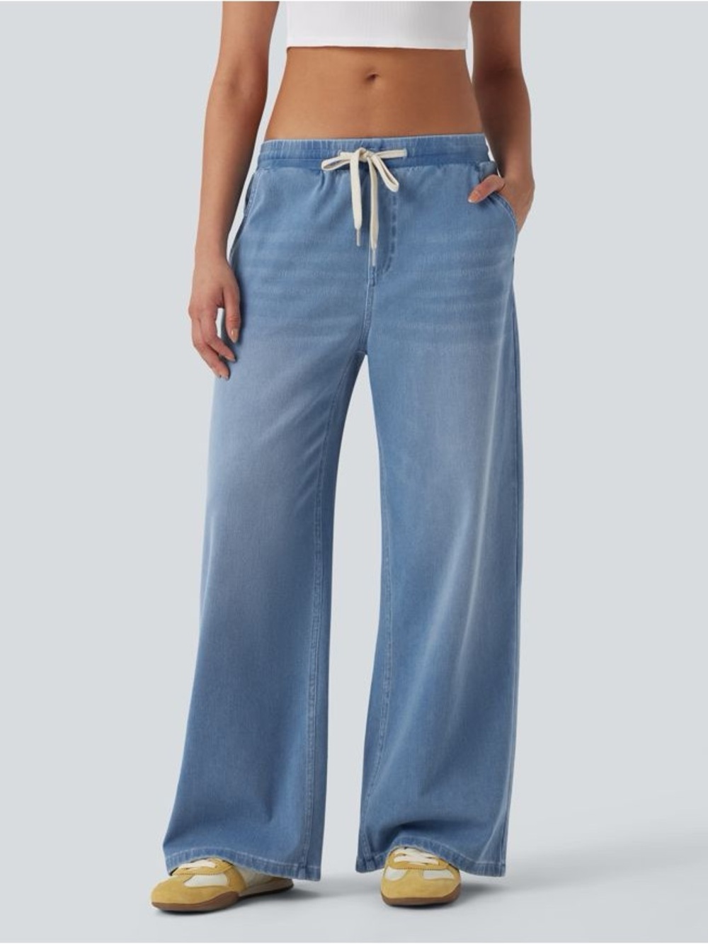 HALARA Light Blue Wide Leg Drawstring Pants